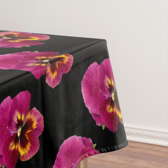 Toalha De Mesa Pansias Magenta A Preto, (Posição Original)