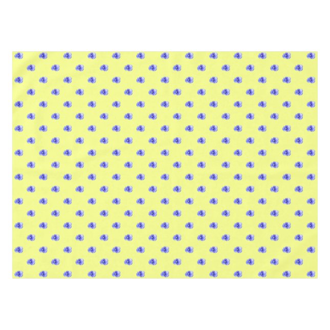 Toalha De Mesa Pansy Azul em Amarelo - Tablecloth (Frente (Horizontal))