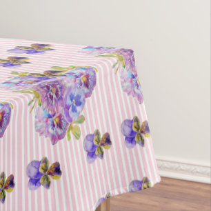 Toalha De Mesa Pansy de Stripe Rosa-chique Viola Padrão Floral