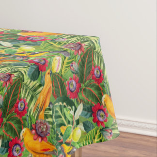 Toalha De Mesa Papagaios Laranja no Padrão Tropical Flor da Selva