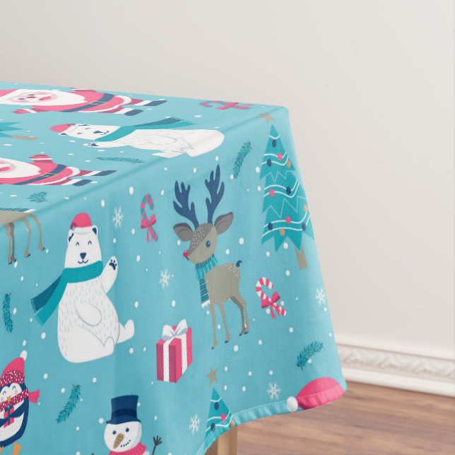 Toalha De Mesa Papai Noel E Urso Polar (Posição Original)
