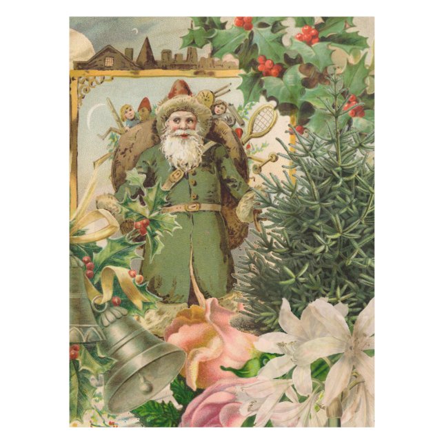 Toalha De Mesa Papai Noel Natal Antiquado Bela Arte (Frente)