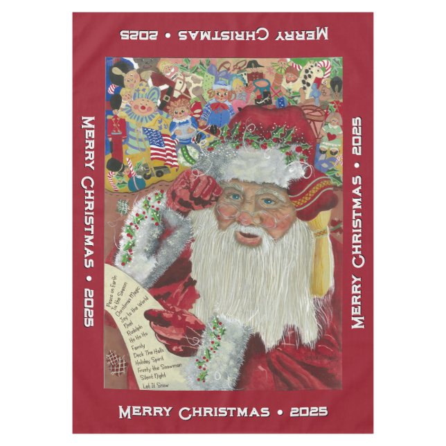 Toalha De Mesa Papais noeis Clássicos - Natal Personalizado Burgu (Frente)