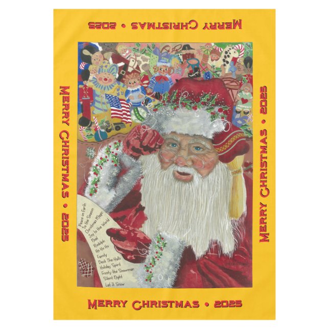 Toalha De Mesa Papais noeis Clássicos - Natal Personalizado Doura (Frente)