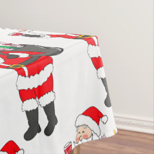 Toalha De Mesa Papais noeis Com Vidro Vermelho E Vinho Saco Natal