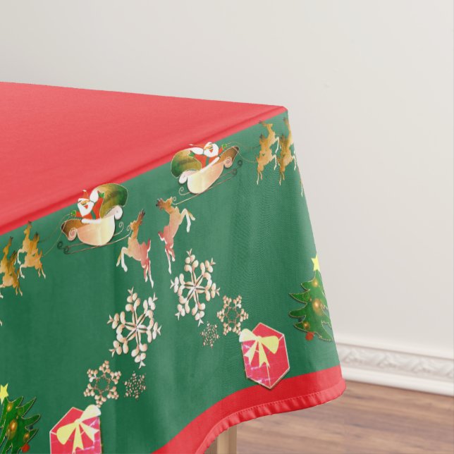 Toalha De Mesa Papais noeis de Natal e Reindeer Tablecloth (Posição Original)