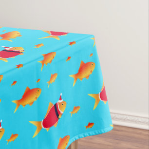Toalha De Mesa Papais noeis de peixe dourado submarino Natal