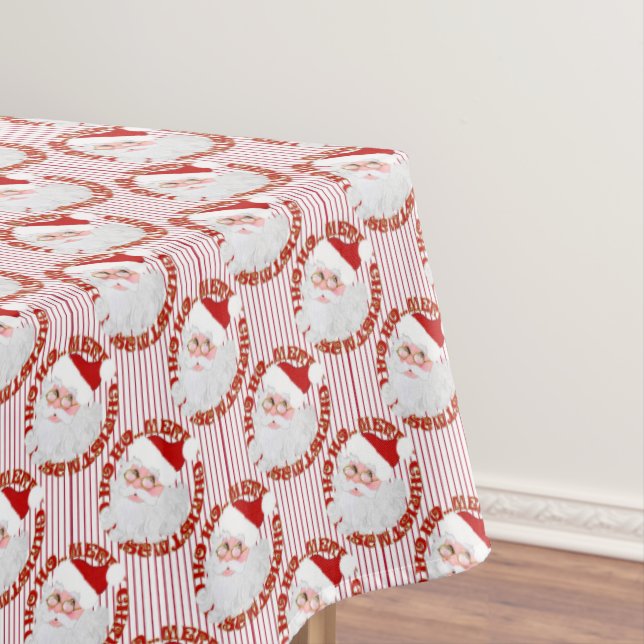 Toalha De Mesa Papais noeis em círculos de face, Red Stripes-TABL (Posição Original)
