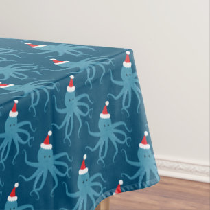 Toalha De Mesa Papais noeis Octopus Tablecloth de Natal Azul