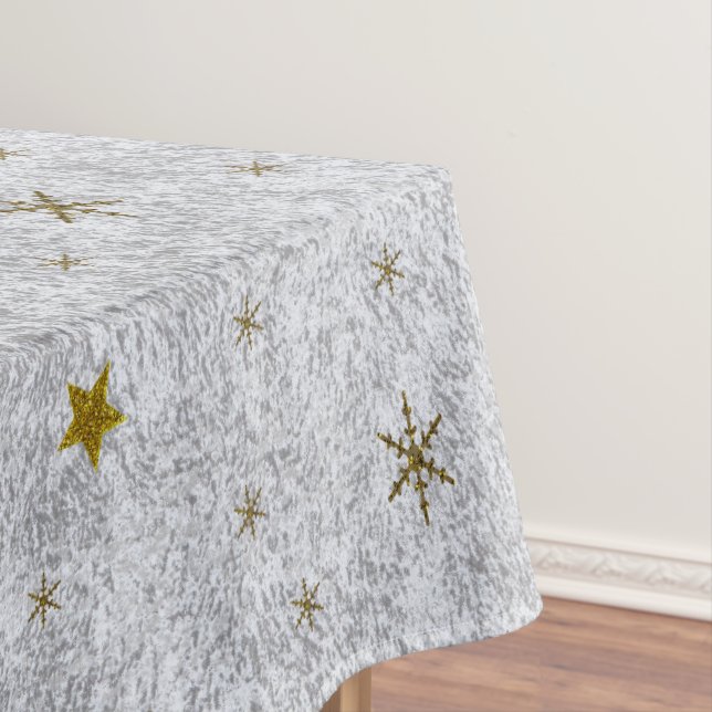 Toalha De Mesa Papel abstrato prateado com estrelas douradas, lua (Posição Original)