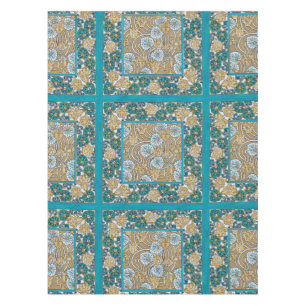 Toalha De Mesa papel de parede de flores azul-de-art-nouveau