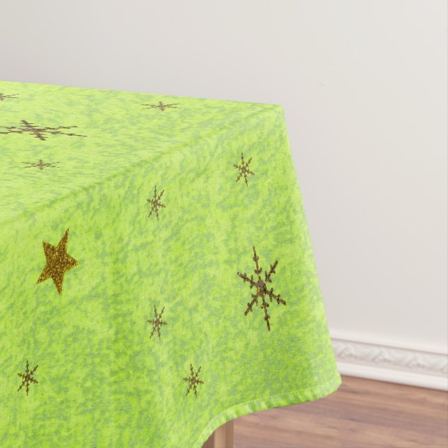 Toalha De Mesa Papel verde abstrato com estrelas douradas, lua (Posição Original)