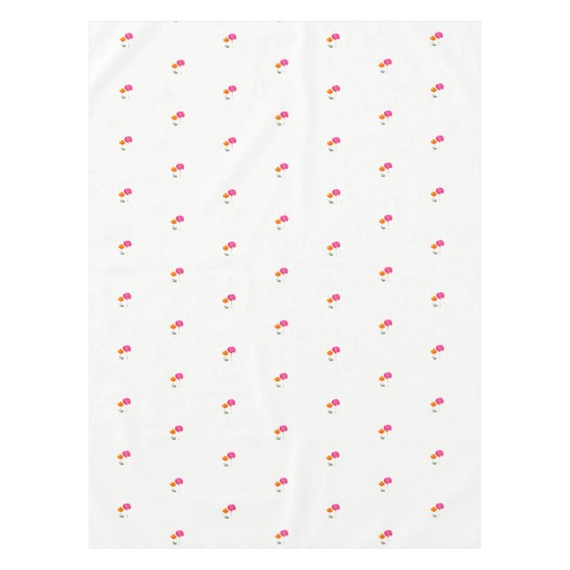 Toalha De Mesa papoula rosa e laranja com caule (Frente)