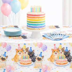 Toalha de mesa para festa de aniversário de gato p