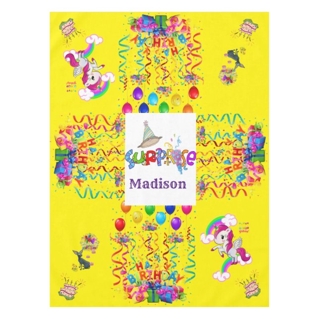 Toalha De Mesa Parabéns Tablecloth Confetti Amarelo (Frente)