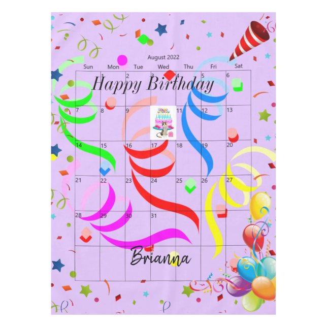 Toalha De Mesa Parabéns Tablecloth de agosto de 2022 (Frente)