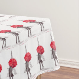 Toalha De Mesa Paris ama o casal de guarda-chuva vermelho Anivers