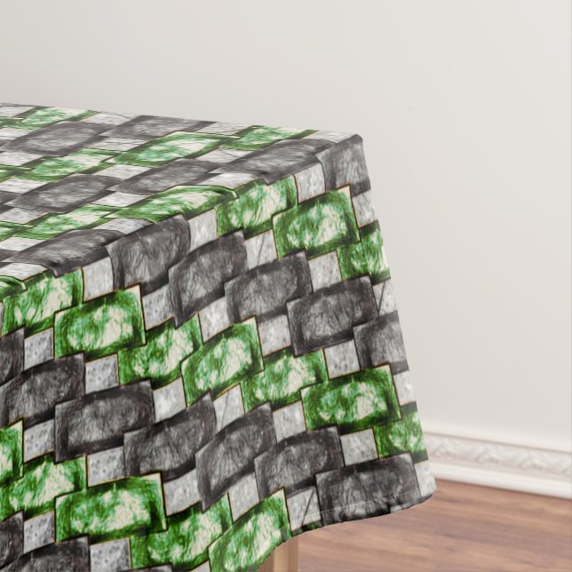 Toalha De Mesa Partes retangulares de cinzas verdes, cardadas e m (Posição Original)