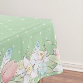 Toalha De Mesa Páscoa Bolinhas Verdes da Pastel Floral