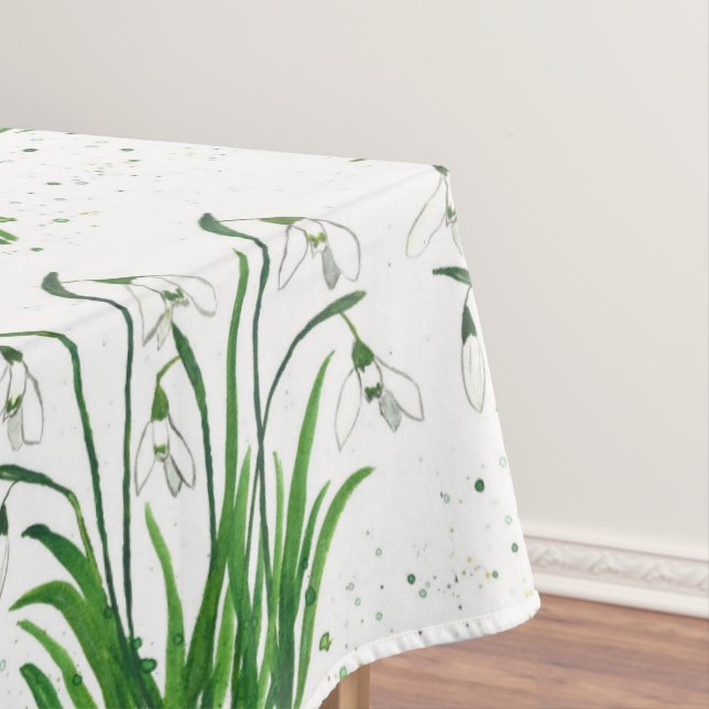 Toalha De Mesa Páscoa branco de cor d'água floral Primavera (Posição Original)