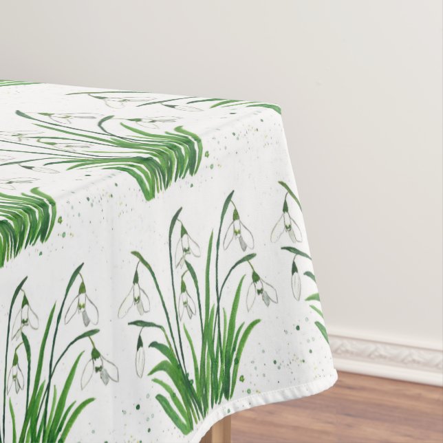 Toalha De Mesa Páscoa branco de cor d'água floral Primavera (Posição Original)