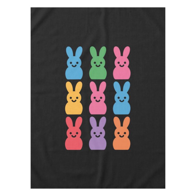 Toalha De Mesa Páscoa Dia Coelhinho Ovos Xadrez Leopardo (Frente)