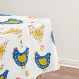 Toalha De Mesa Páscoa Escandinava Amarelo e Azul Engraçado