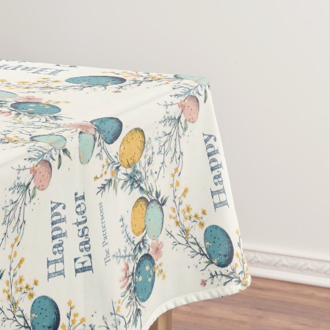 Toalha De Mesa Páscoa Inglesa Personalizada para Ovos (Posição Original)