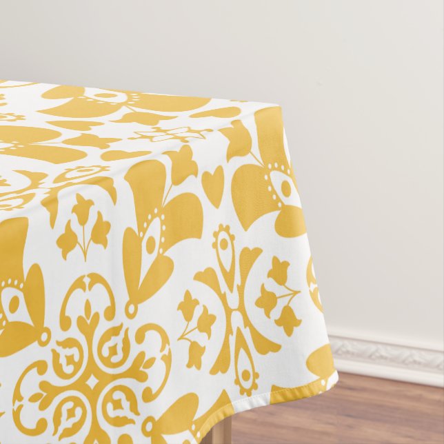 Toalha De Mesa Páscoa Moderna Chic Padrão Amarelo Floral Elegante (Posição Original)