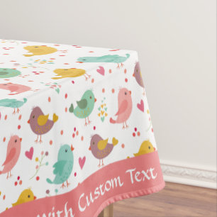 Toalha De Mesa Pássaro Bonito, Pá Rosa, Roxo, Rosa, Personalizado
