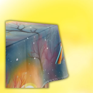 Toalha De Mesa Pássaro Colorido na Árvore com Sol