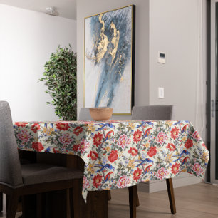 Toalha De Mesa Pássaro Vermelho Azul Cor-de-rosa-rosa com comida