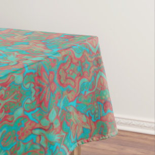 Toalha De Mesa Pássaros arábicos Bohemian Boho Turquoise Red Gree