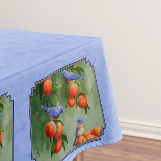 Toalha De Mesa Pássaros-azuis e Pêssegos Azul (Posição Original)
