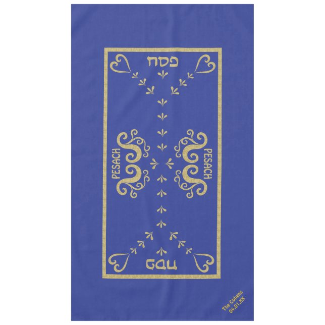 Toalha De Mesa Passover 60/104 Tablecloth "Passover Dourado Elega (Frente)