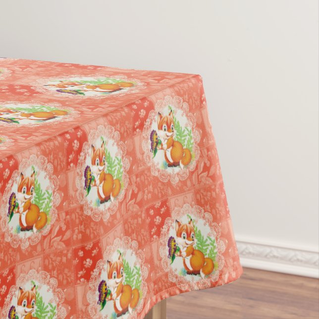 Toalha De Mesa pasta de raposa e borboleta (Posição Original)