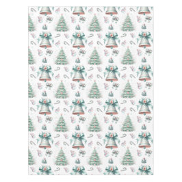 Toalha De Mesa Pasta Mint e Pink Natal Sem Costura