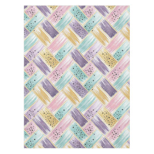 Toalha De Mesa Pastel Brushaft e Dourado Crisscross Abstrato