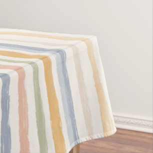 Toalha De Mesa Pastel Desbotado Listrado Minimalista Moderno de A