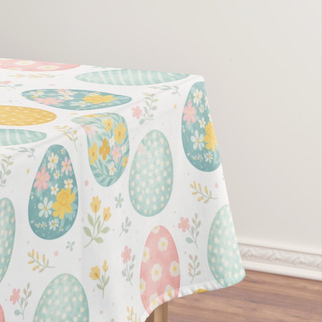 Toalha De Mesa Pastel Easter Eggs Floral Pattern - Cute Spring  (Posição Original)