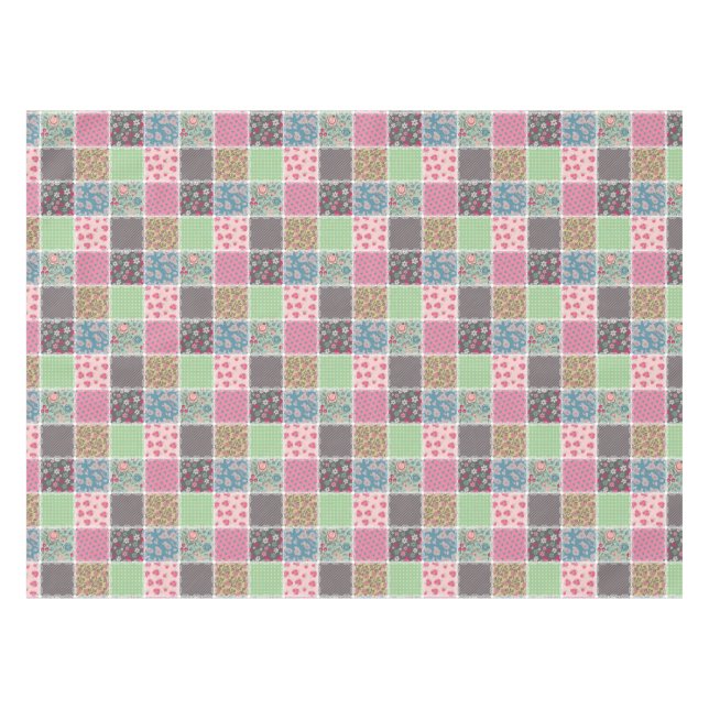 Toalha De Mesa Pastel Floral Quilt Squares (Frente (Horizontal))