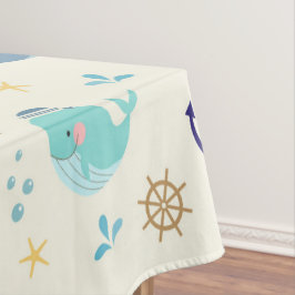 Toalha De Mesa Pastel Whale e Design do Mar Marítimo
