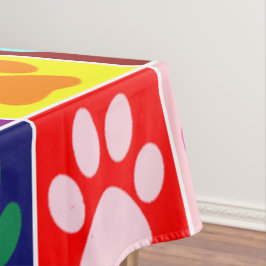 Toalha De Mesa Patas Multicoloridas em Quadrados Multicoloridos