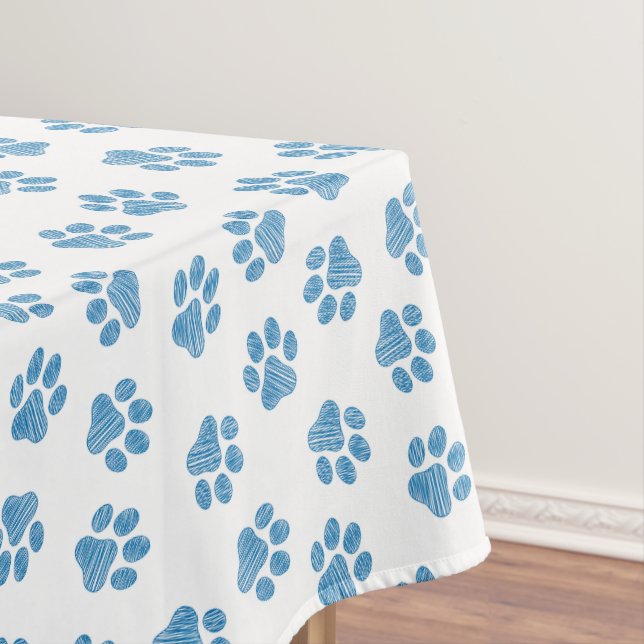 Toalha De Mesa patas, patas de cães, patas azuis (Posição Original)
