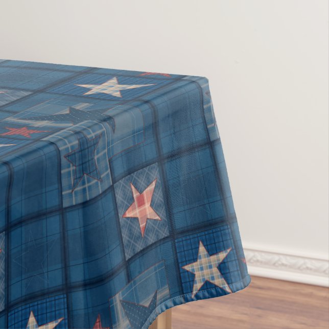 Toalha De Mesa Patchwork de Denim (Posição Original)