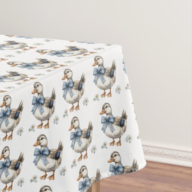 Toalha De Mesa Pato de Páscoa Floral Azul (Posição Original)