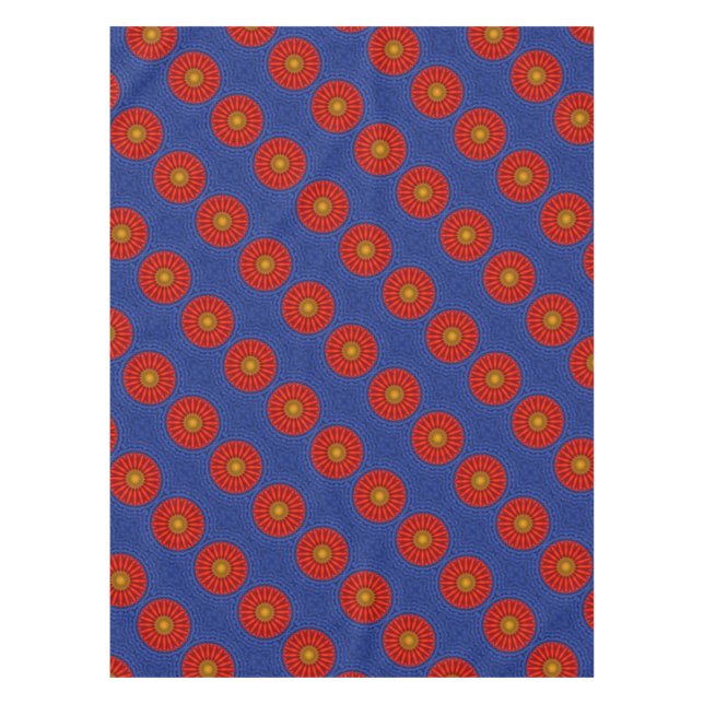 Toalha De Mesa Pato no azul com caleidoscópio vermelho (Frente)