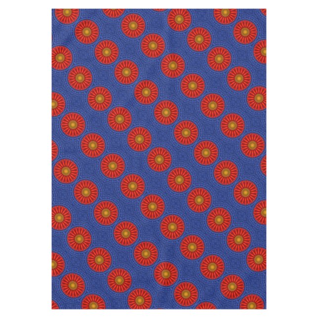 Toalha De Mesa Pato no azul com caleidoscópio vermelho (Frente)