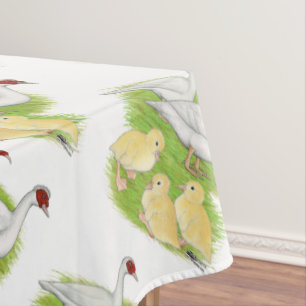 Toalha De Mesa Patos Branco Família Muscovy