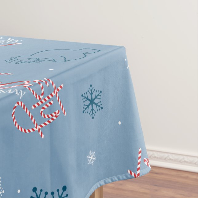 Toalha De Mesa Patterno de Neve Azul Snowman (Posição Original)